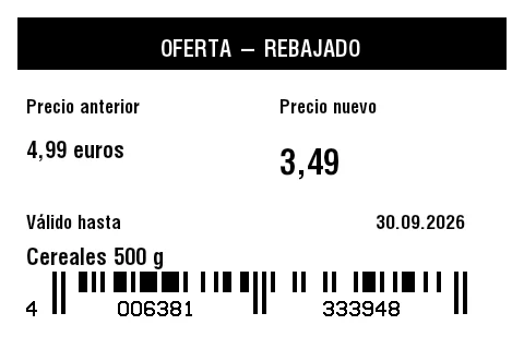 Vista previa de Etiqueta de precio promocional/rebajado