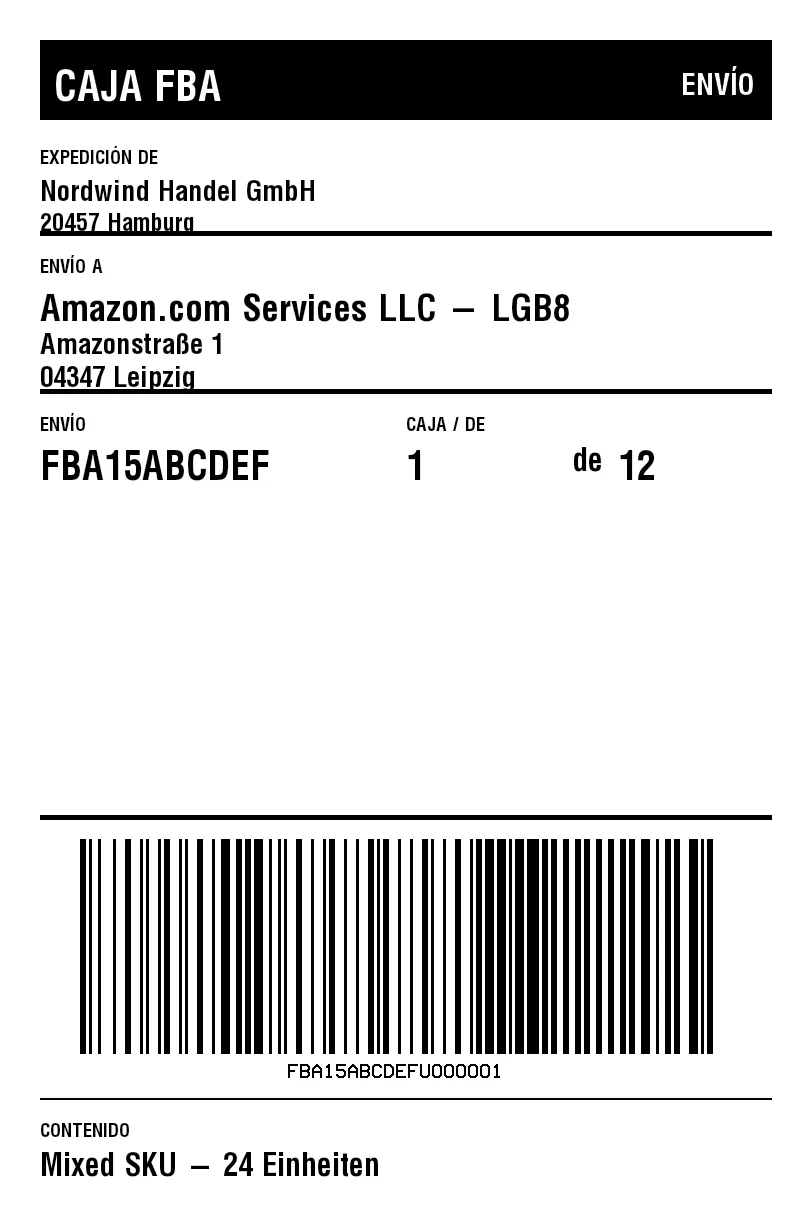 Vista previa de Etiqueta de caja Amazon FBA