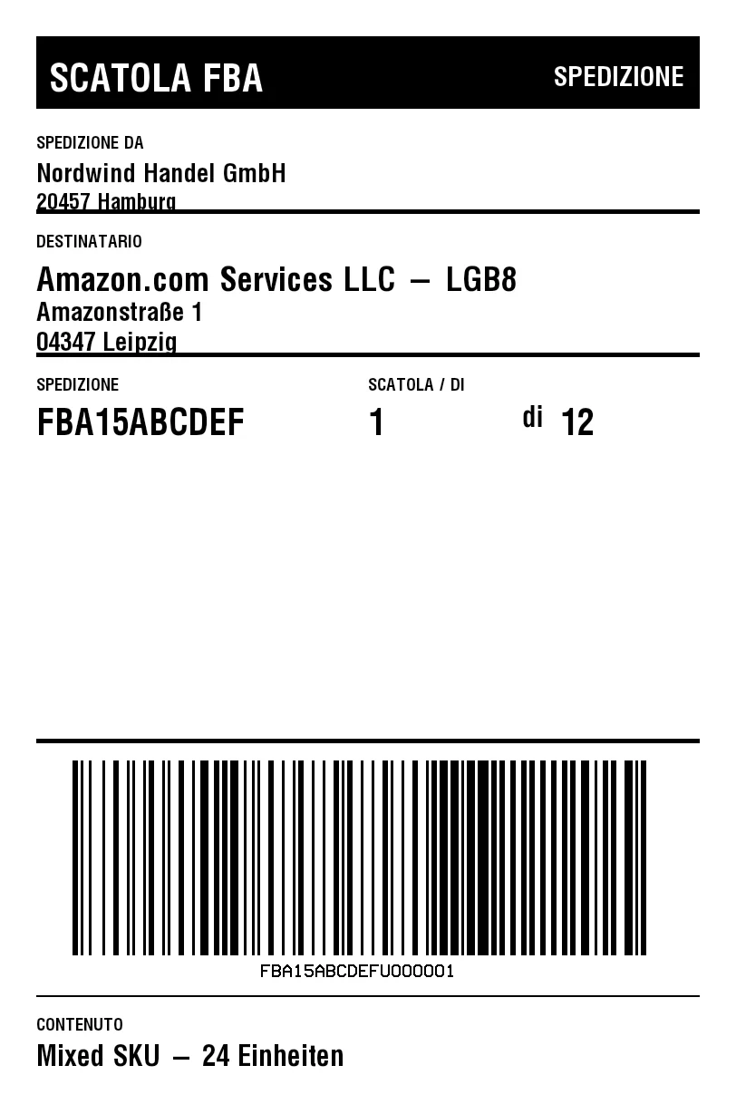 Anteprima di Etichetta cartone Amazon FBA