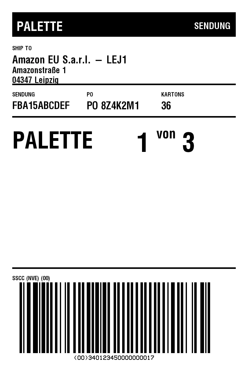 Vorschau von Amazon-Palettenlabel