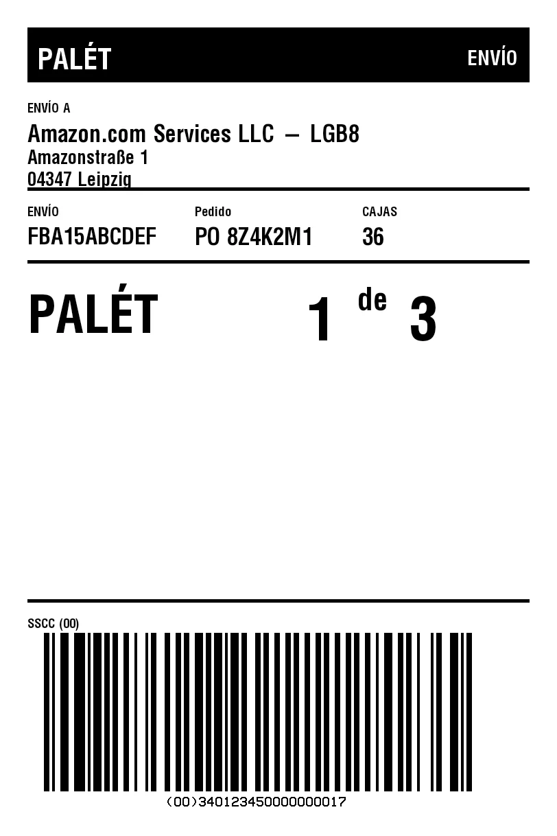 Vista previa de Etiqueta de palé Amazon