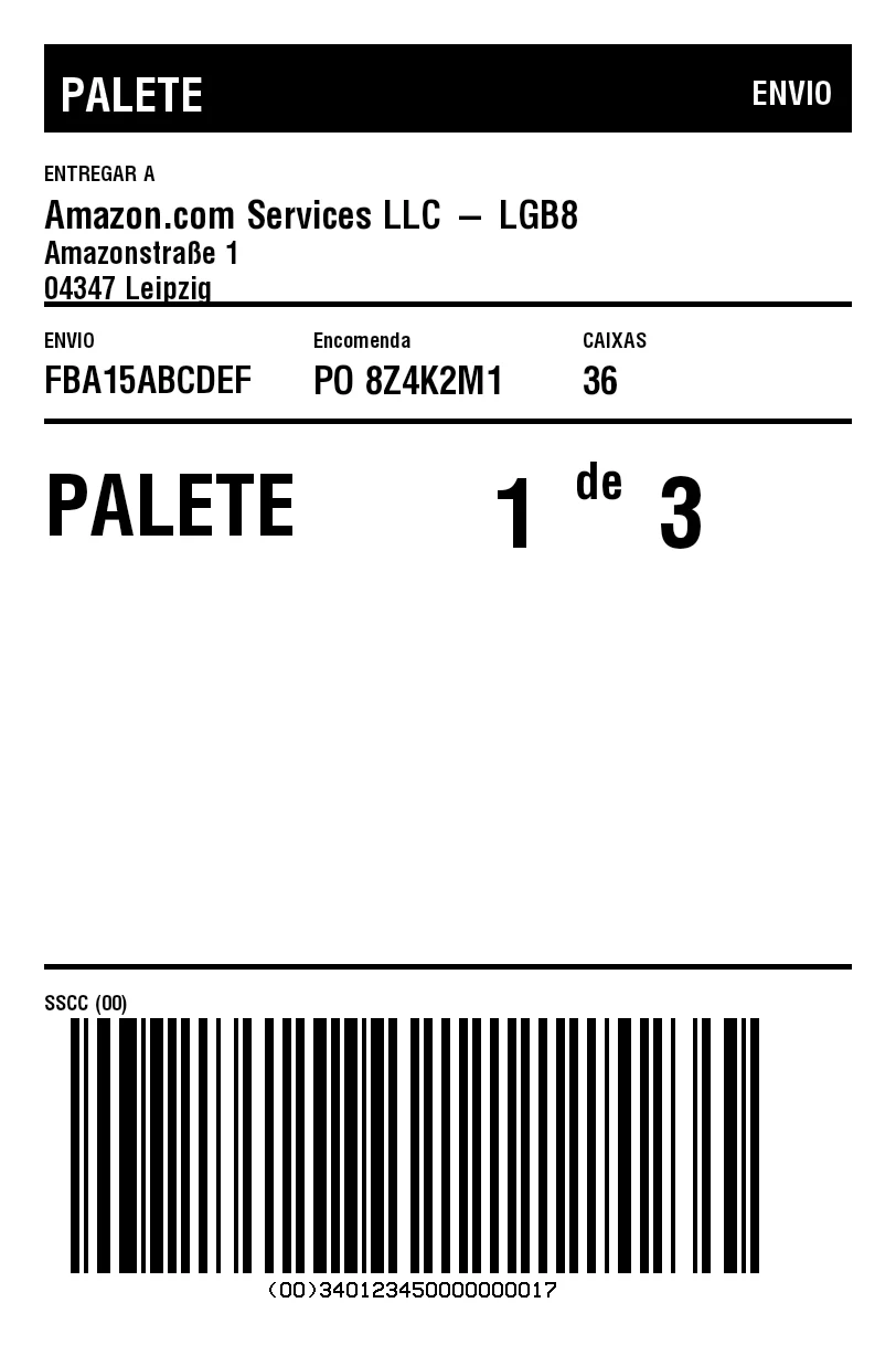 Prévia de Etiqueta de palete Amazon