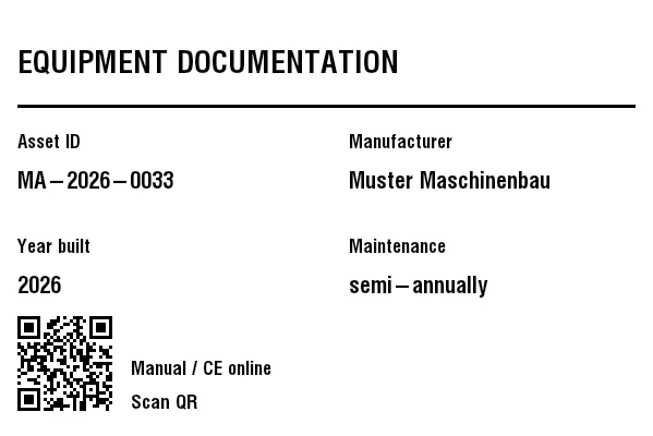 Preview of Equipment / Documentation Label with QR