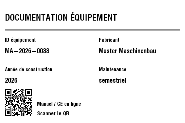Aperçu de Étiquette d'équipement / documentation avec QR
