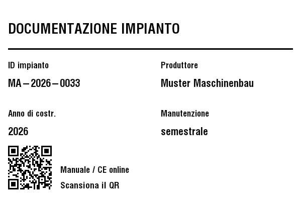 Anteprima di Etichetta impianto/documentazione con QR