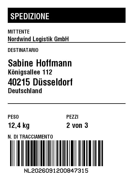 Anteprima di Spedizione base