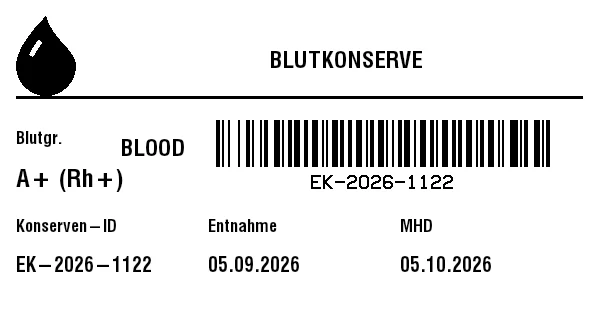 Vorschau von Blutkonserven-Etikett