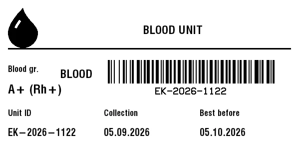 Preview of Blood Unit Label