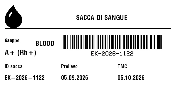 Anteprima di Etichetta per sacca di sangue