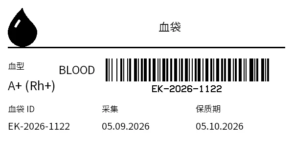 预览：血袋标签