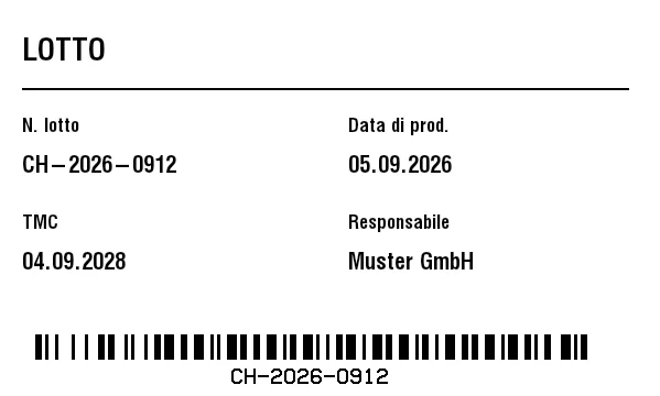 Anteprima di Etichetta di lotto