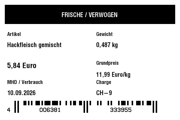 Vorschau von Frische-/Gewicht-Etikett