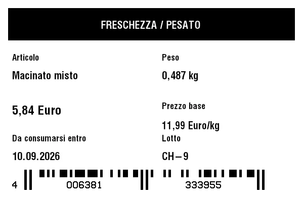 Anteprima di Etichetta freschezza/peso