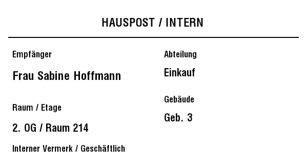 Vorschau von Hauspost-Etikett (interne Post)