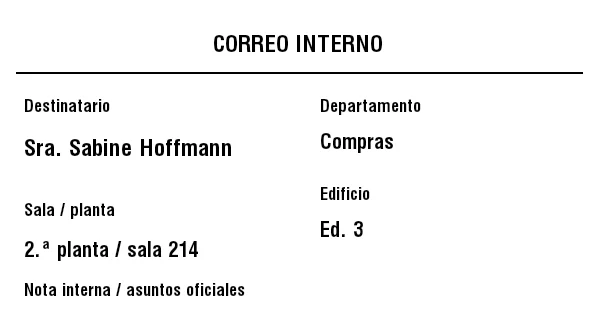 Vista previa de Etiqueta de correo interno