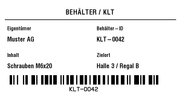 Vorschau von KLT-/Mehrwegbehälter-Etikett
