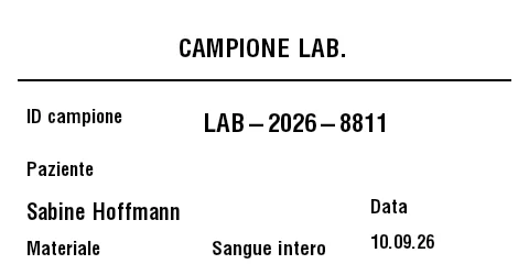 Anteprima di Etichetta per campioni di laboratorio