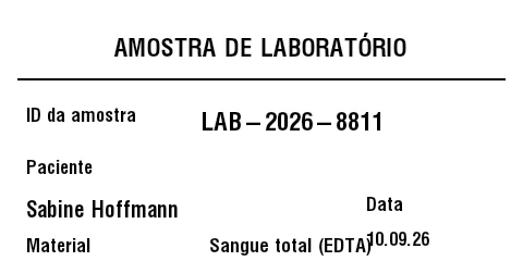 Prévia de Etiqueta de amostra de laboratório