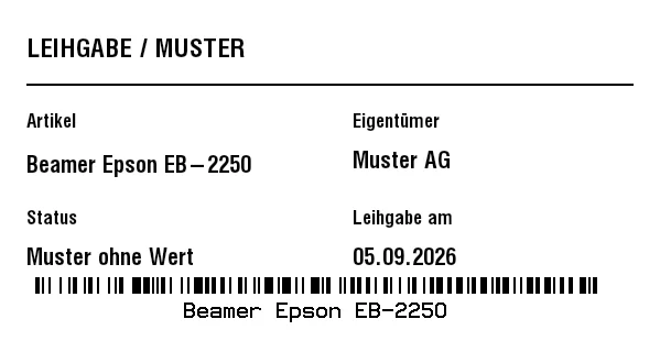 Vorschau von Leih- / Muster-Etikett