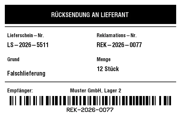 Vorschau von Lieferanten-Retoure (RTV)