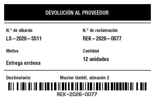 Vista previa de Devolución a proveedor (RTV)