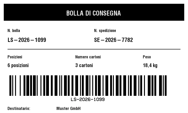 Anteprima di Etichetta esterna con bolla di consegna (packing slip)