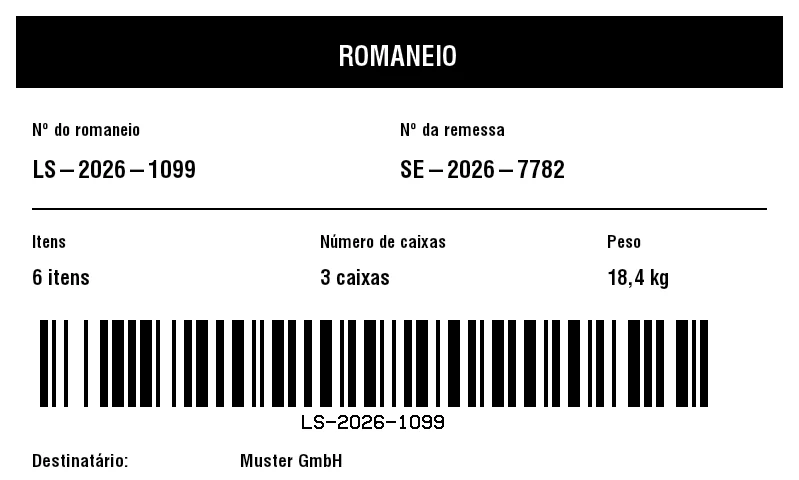 Prévia de Etiqueta externa de romaneio (packing slip)