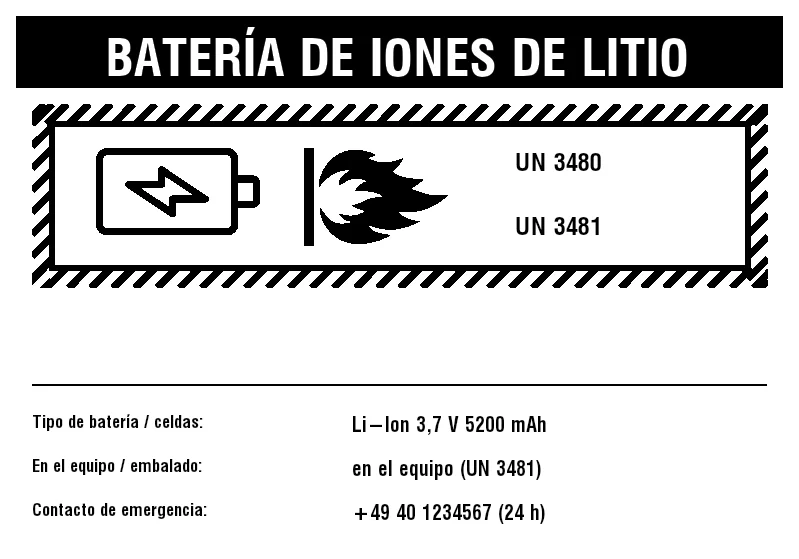 Vista previa de Marcado de baterías de litio (UN 3480/3481)