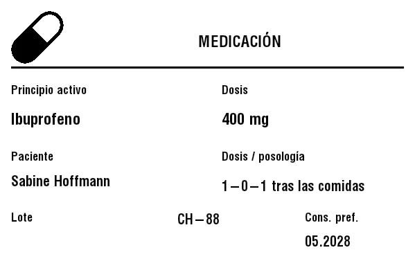 Vista previa de Etiqueta de medicación/farmacia