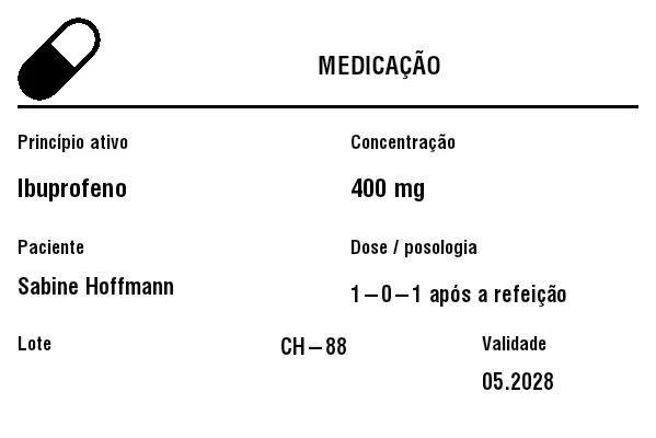 Prévia de Etiqueta de medicação/farmácia
