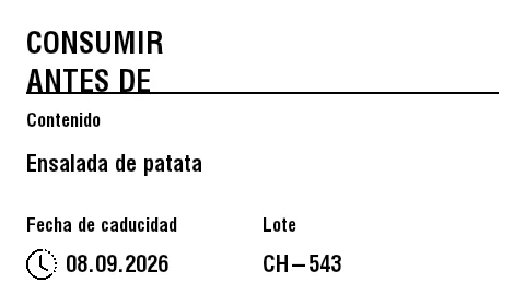 Vista previa de Etiqueta de cocina con fecha de consumo