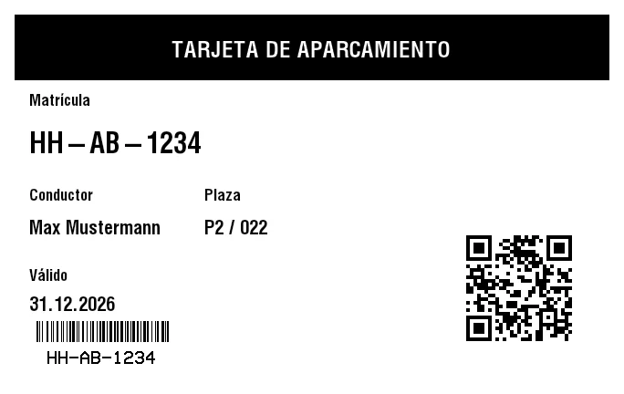Vista previa de Tarjeta de aparcamiento