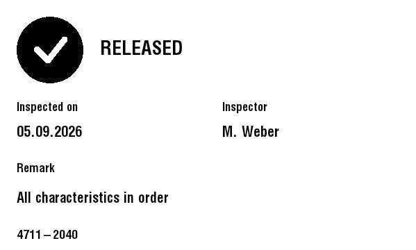 Preview of Quality Status Label