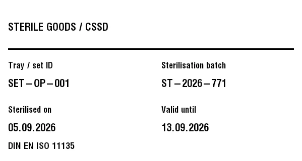 Preview of Sterile Goods / Instrument Label (CSSD)