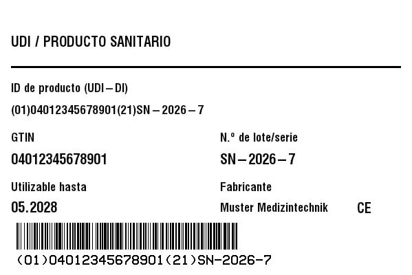 Vista previa de Etiqueta UDI/HIBC (producto sanitario)