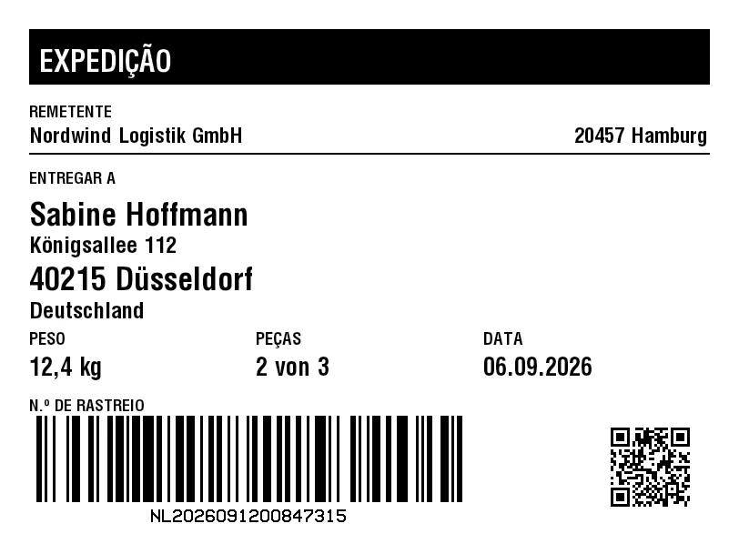 Prévia de Etiqueta de envio