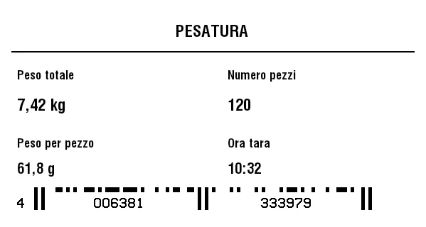 Anteprima di Etichetta di pesatura