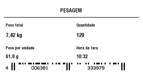 Prévia de Etiqueta de pesagem