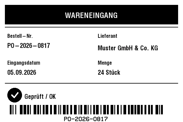 Vorschau von Wareneingangs-Etikett
