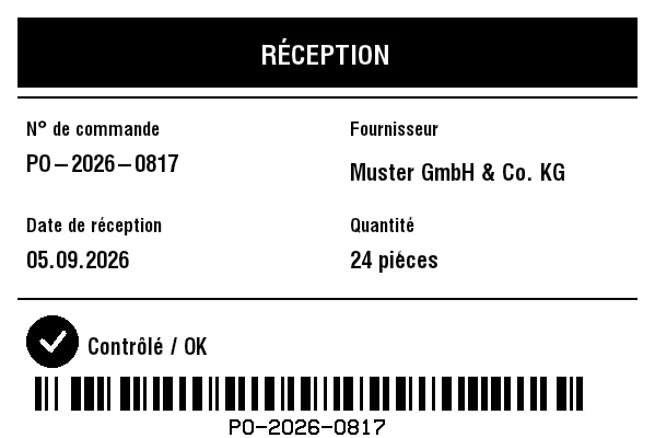 Aperçu de Étiquette de réception de marchandises