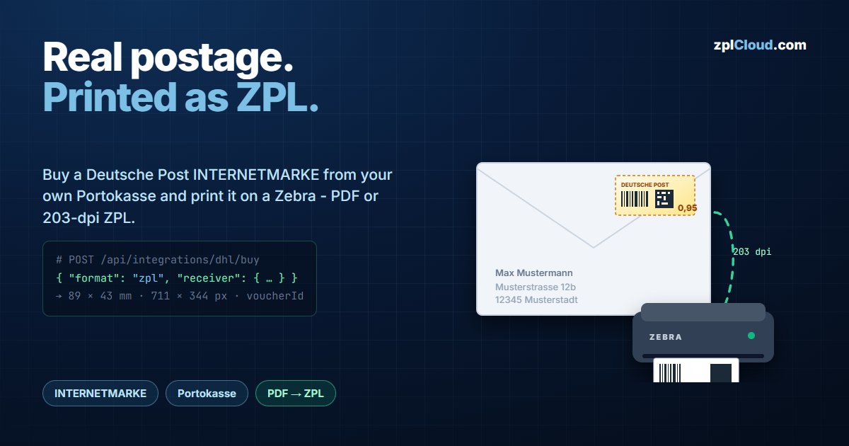 Affranchissement DHL Internetmarke : le timbre comme étiquette ZPL